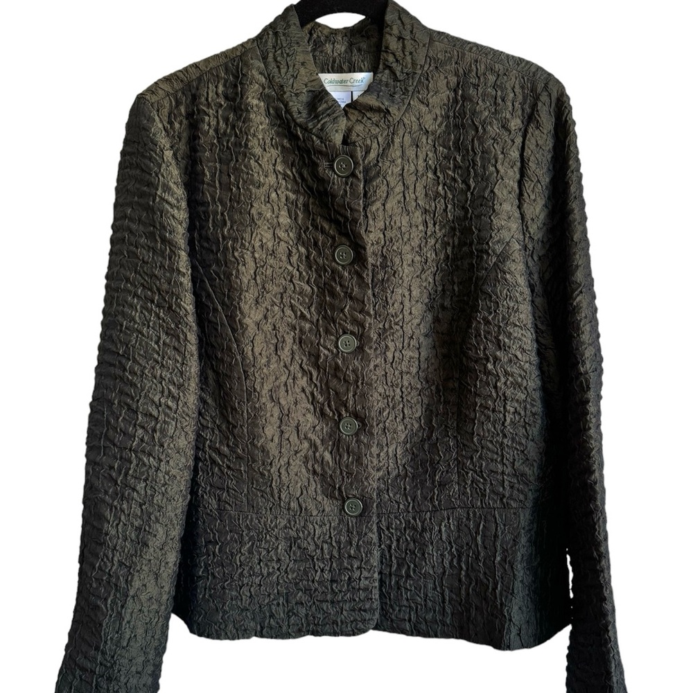 Coldwater Creek Women’s Dark Olive Green Textured Jacket
